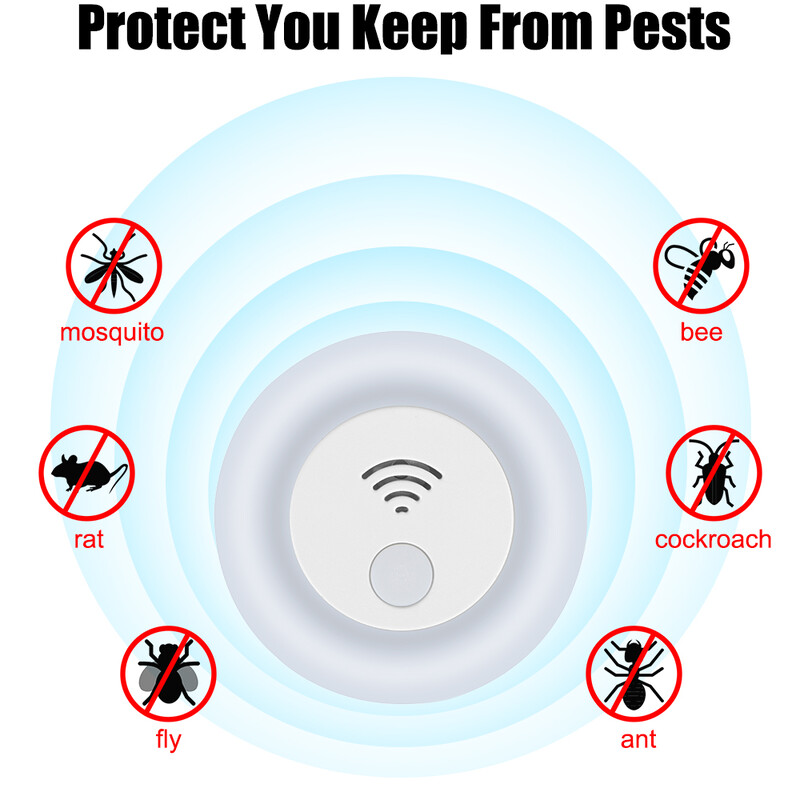 Репелент против насекоми Убиец на мишки Домакински електронен убиец на комари Ултразвуков репелент на комари Светлина за унищожаване на комари EU/US Plug
