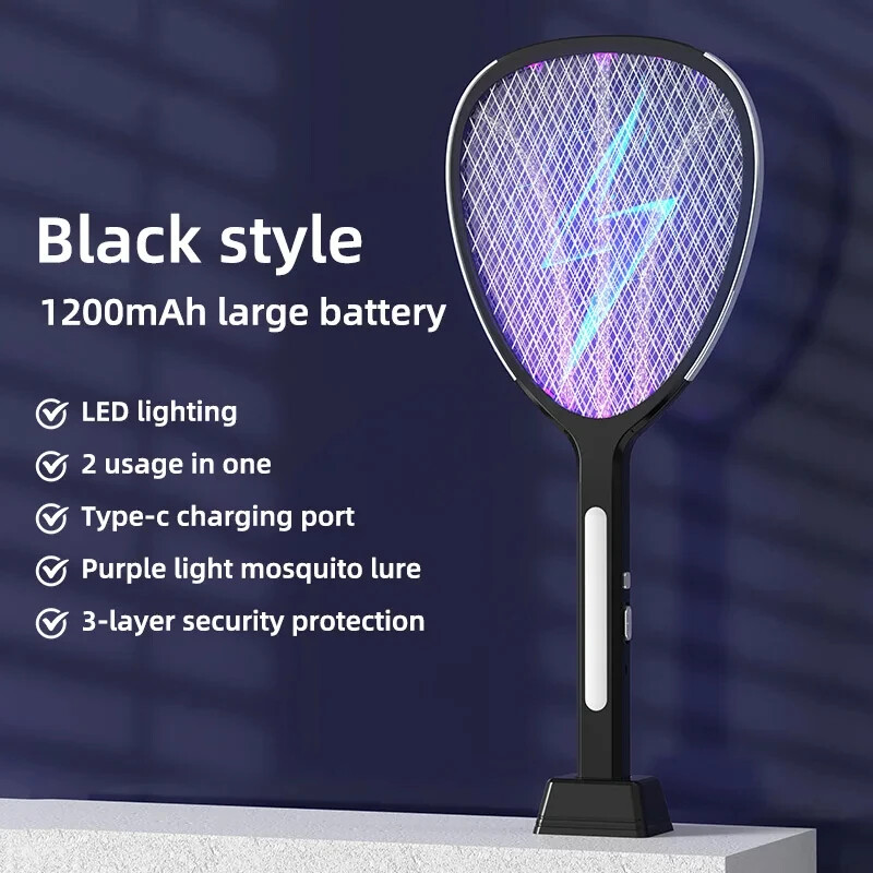 3 в 1 разширяване на електрическата мрежа Електрическа бъркалка за комари 3000V C-тип Зареждане против комари и мухи