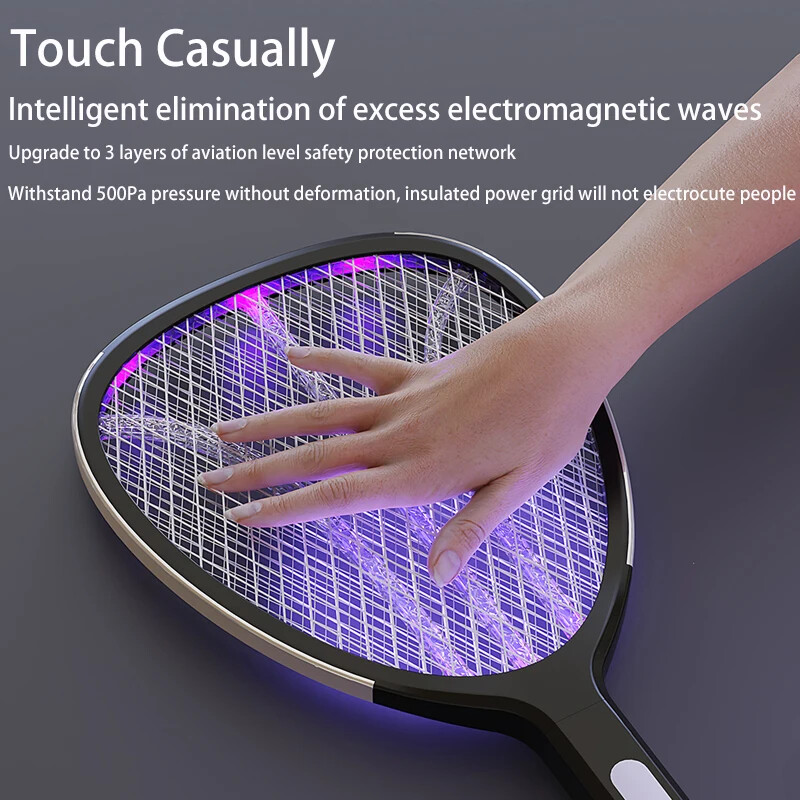 3 в 1 разширяване на електрическата мрежа Електрическа бъркалка за комари 3000V C-тип Зареждане против комари и мухи