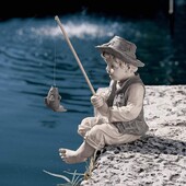Άγαλμα κήπου Gone Fishing Boy Yard Ornaments Resin Fisherman Funny Lawn Sculpture Διακόσμηση σπιτιού Υποστήριξη Dropshipping