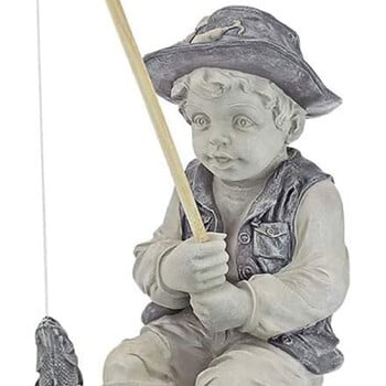 Άγαλμα κήπου Gone Fishing Boy Yard Ornaments Resin Fisherman Funny Lawn Sculpture Διακόσμηση σπιτιού Υποστήριξη Dropshipping