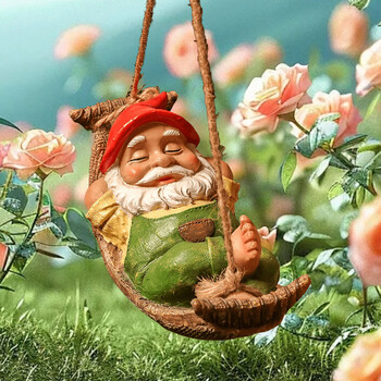 Funny Garden Gnomes Υπαίθριο Κρεμαστό άγαλμα Αιώρα Gnome Διακοσμήσεις Κήπος Gnome Άγαλμα για γκαζόν αυλής αυλής σπιτιού