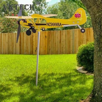 3D Plane Garden Weather Flee Plug Decor Антикорозионен метален самолет Plug-in Вятърна мелница Устойчиви на атмосферни влияния орнаменти за градина на открито