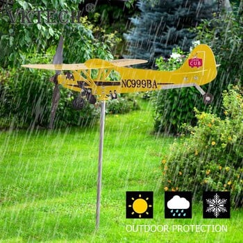 3D Plane Garden Weather Flee Plug Decor Антикорозионен метален самолет Plug-in Вятърна мелница Устойчиви на атмосферни влияния орнаменти за градина на открито