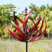 Harlow Wind Spinner Metal Windmill 3D Wind Powered Kinetic Sculpture Lawn Metal Wind Solar Spinners Διακόσμηση αυλής και κήπου
