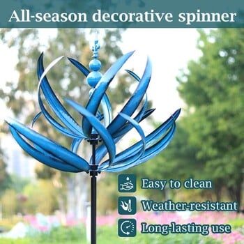 Harlow Wind Spinner Metal Windmill 3D Wind Powered Kinetic Sculpture Lawn Metal Wind Solar Spinners Διακόσμηση αυλής και κήπου