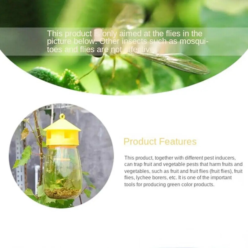 Убиец на капан за плодови мухи Жълт пластмасов капан за дрозофила против мухи Убиец на плодови мухи Уловител Овощна градина Капан за насекоми Продукти за борба с вредителите