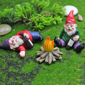 1 τμχ Fairy Garden Drunk Gnomes Μινιατούρα στολίδια Σετ Μίνι νάνοι αγάλματα φωτιάς για αξεσουάρ ντεκόρ γλάστρας Planter