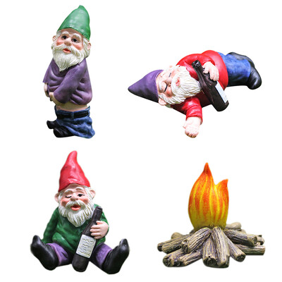 1 τμχ Fairy Garden Drunk Gnomes Μινιατούρα στολίδια Σετ Μίνι νάνοι αγάλματα φωτιάς για αξεσουάρ ντεκόρ γλάστρας Planter