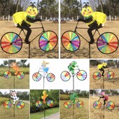 Νέο 3D Animal on Bike Windmill Wind Spinner Whirligig Garden Lawn Yard Decor