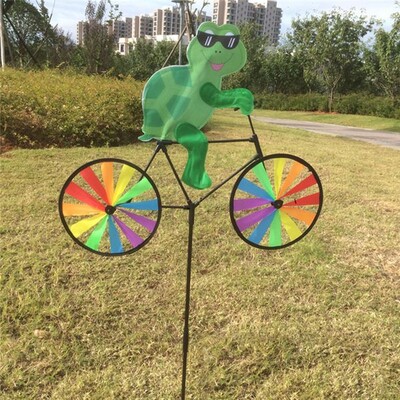 Νέο 3D Animal on Bike Windmill Wind Spinner Whirligig Garden Lawn Yard Decor