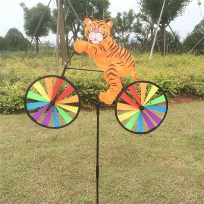 Νέο 3D Animal on Bike Windmill Wind Spinner Whirligig Garden Lawn Yard Decor