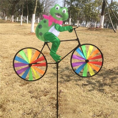 Νέο 3D Animal on Bike Windmill Wind Spinner Whirligig Garden Lawn Yard Decor