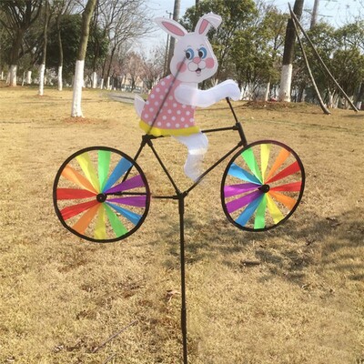 Νέο 3D Animal on Bike Windmill Wind Spinner Whirligig Garden Lawn Yard Decor