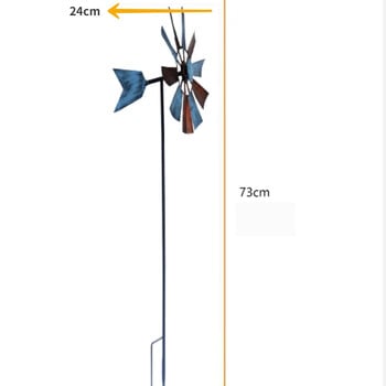 Wind Spinner Декоративен орнамент за морава Вятърна мелница Вятърна скулптура Метална вятърна мелница за поляна Двор Открит декор на вътрешен двор Градинска вятърна мелница
