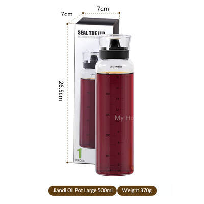 350/500ML Γυάλινο δοχείο λαδιού Διαφανές αντιολισθητικό με ζυγαριά μπουκάλι μπαχαρικών Αξεσουάρ κουζίνας μπουκάλι σάλτσας