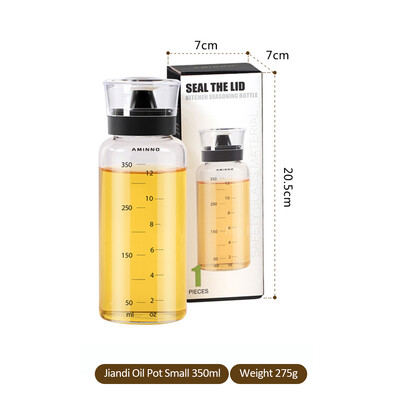 350/500ML Γυάλινο δοχείο λαδιού Διαφανές αντιολισθητικό με ζυγαριά μπουκάλι μπαχαρικών Αξεσουάρ κουζίνας μπουκάλι σάλτσας