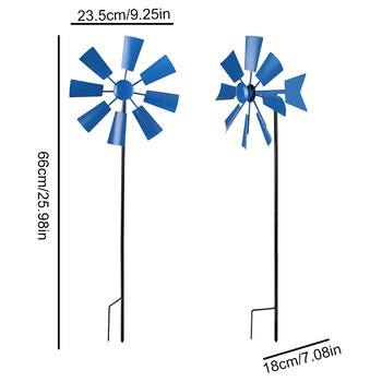 3 цвята Градински въртящи се колела Желязна вятърна мелница Модерна външна желязна вятърна мелница за морава Вятърна мелница Декорации на тревата за градински двор