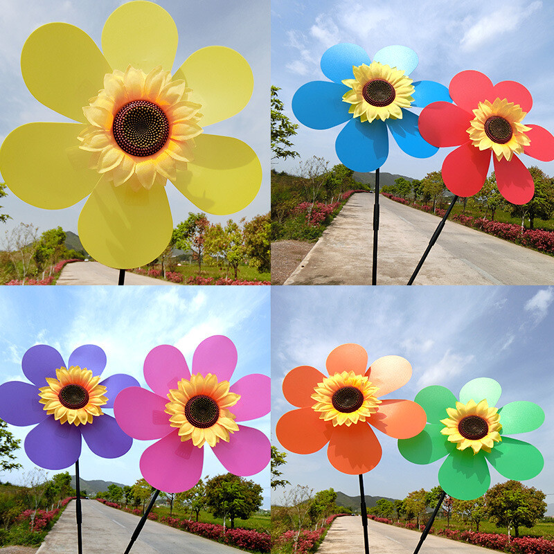 Цветен слънчоглед Вятърна мелница Вятърна турбина за морава Градина Парти Декорация Открит Къмпинг Пикник Градина Двор Декор Aereo A Vento