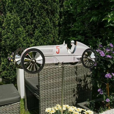 Περιστρεφόμενος διακοσμητικός ανεμόμυλος εξωτερικού χώρου Μεταλλικό πτερύγιο καιρού Garden Pinwheel Garden Decoration Car Racer Ανεμόμυλος