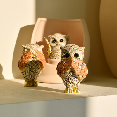 Charming Trio of No-Evil Owls - Σετ αγαλμάτων από ρητίνη 3 τμχ, Ιδανικό για μοντέρνα διακόσμηση σπιτιού και δωματίου