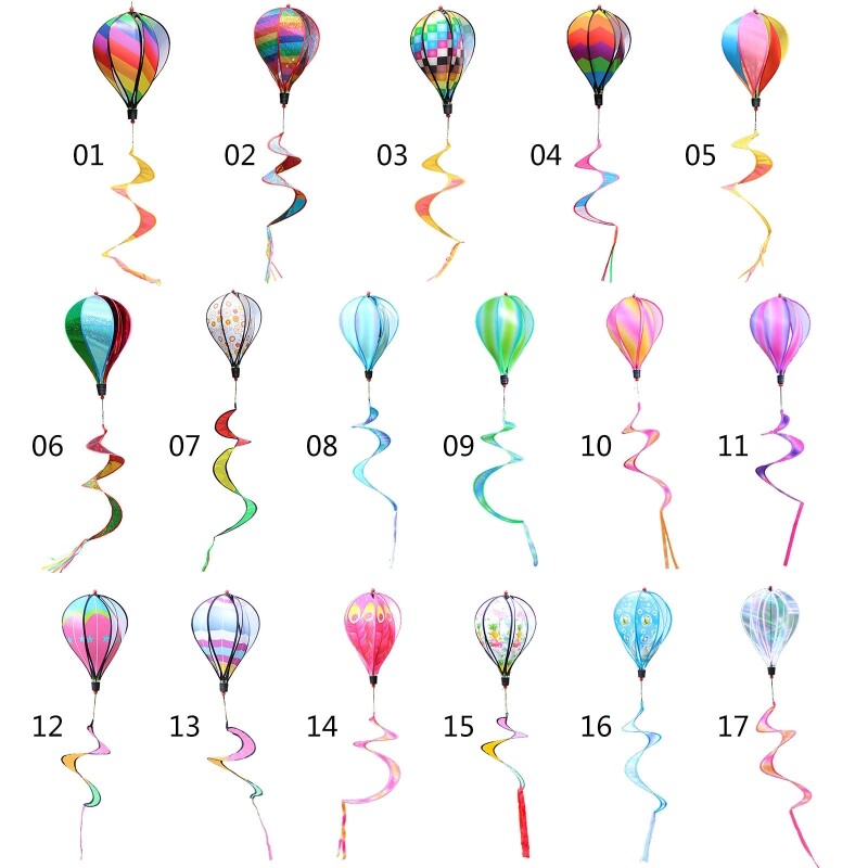 Балон с горещ въздух Wind Spinner Rainbow Pinwheel Windsocks Спирала Вятърна мелница за открит градински двор Декорация на морава Подарък
