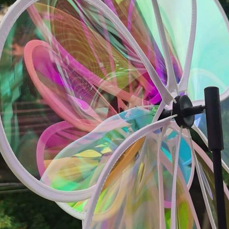 1 бр. Вятърна мелница със слънчоглед, въртящо се колело, цветни пайети, сгъваема вятърна мелница, носене на къмпинг, пикник, декорация за домашна градина