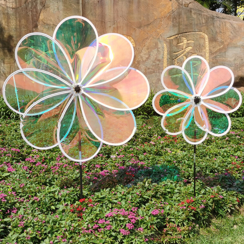 1 бр. Вятърна мелница със слънчоглед, въртящо се колело, цветни пайети, сгъваема вятърна мелница, носене на къмпинг, пикник, декорация за домашна градина