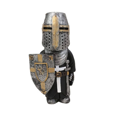 Knight Gnomes Garden Statue Guard Cross Templar Dwarf Guard Armor Samurai Miniature European Knight Resin Διακόσμηση κήπου
