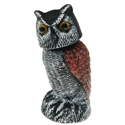 Περιστροφή 360° Fake Owl Decoys Statue Motion Ενεργοποιημένο Σκιάχτρο Κουνώντας το κεφάλι Προσομοίωση Πουλιά Αποτρεπτικό Ρεαλιστικό