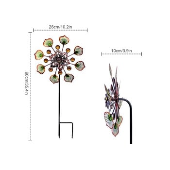 Градинска паунова вятърна мелница, въртящ се кол, метален стоящ кинетичен цвете, вятърни въртящи се върти за градина на открито, двор, морава, градинска декорация