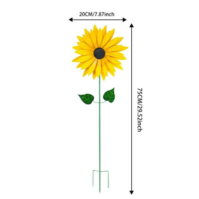 Μεταλλικό περιστρεφόμενο ηλίανθο Wind Spinner Sunflower Windmill with Stake Standing Lawn Flower Pinwheel Διακοσμήσεις κήπου εξωτερικού χώρου