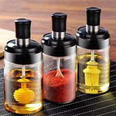 250ml Βάζο Κουζίνας Κουζίνας Αλατιέρα οικιακής χρήσης Δοχείο λαδιού Μπουκάλι μελιού Διανομέας πιπεριού κουταλιού πινέλο Κουτί αποθήκευσης