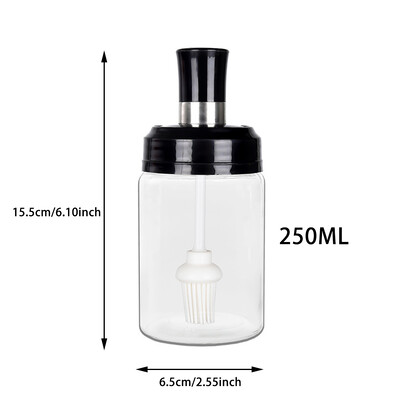 250ml Βάζο Κουζίνας Κουζίνας Αλατιέρα οικιακής χρήσης Δοχείο λαδιού Μπουκάλι μελιού Διανομέας πιπεριού κουταλιού πινέλο Κουτί αποθήκευσης