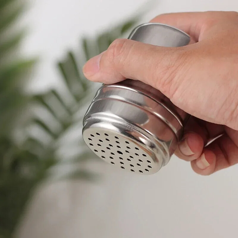 1бр Бутилка със сол и захар Въртящ се капак Многофункционални кухненски джаджи от неръждаема стомана Шейкър за подправки Буркан за подправки Консерва за подправки