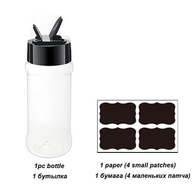 Dvigubos išleidimo angos plastikiniai prieskonių stiklainiai buteliukas su purtyklės dangteliais Etiketės Lipdukai Prieskonių indai žolelių milteliams pipirams