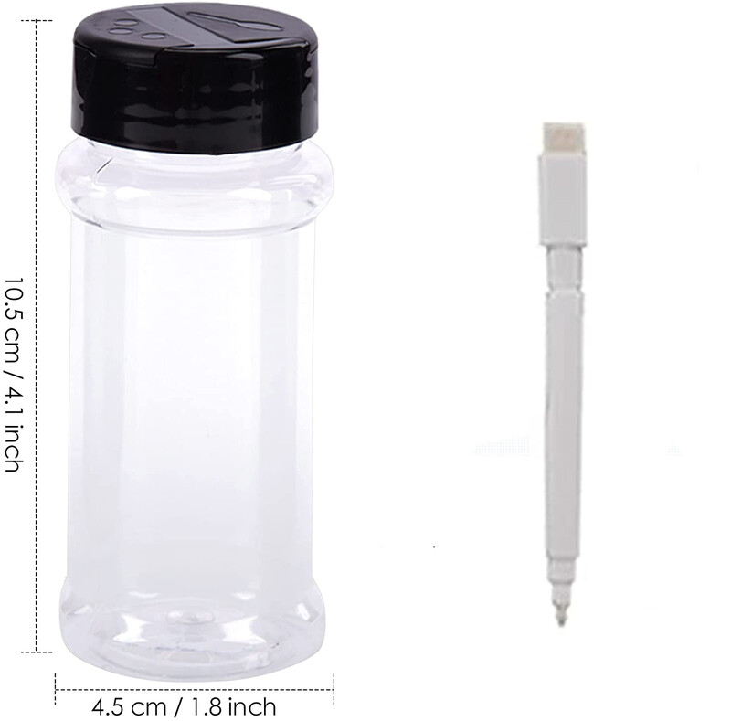 Dvigubos išleidimo angos plastikiniai prieskonių stiklainiai buteliukas su purtyklės dangteliais Etiketės Lipdukai Prieskonių indai žolelių milteliams pipirams