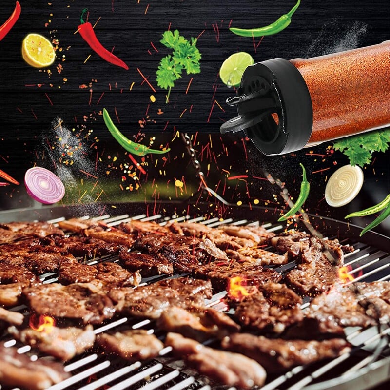 Dvigubos išleidimo angos plastikiniai prieskonių stiklainiai buteliukas su purtyklės dangteliais Etiketės Lipdukai Prieskonių indai žolelių milteliams pipirams