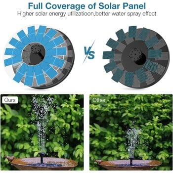 3,5 W дизайн на соларен фонтан с диск с 6 дюзи Фонтанна помпа за Направи си сам дизайн Водни пръски Мощен слънчев панел Декорация на открито