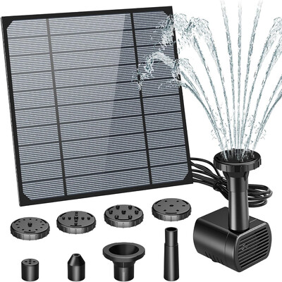 Solarna fontana od 2,8 W sa 6 različitih mlaznica i kabelom od 3 metra, komplet pumpe za solarnu fontanu za vrtne vrtne bazene s ribljim akvarijama