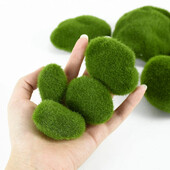 10Pcs Simulation Moss Stone Artificial Moss Rocks Ball Fake Green Plant for Home Garden