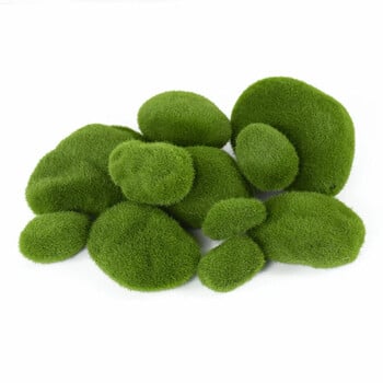 10Pcs Simulation Moss Stone Artificial Moss Rocks Ball Fake Green Plant for Home Garden