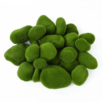 10Pcs Simulation Moss Stone Artificial Moss Rocks Ball Fake Green Plant for Home Garden