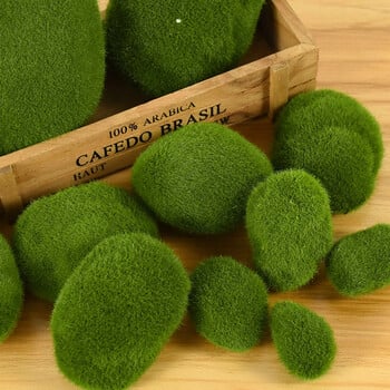 10Pcs Simulation Moss Stone Artificial Moss Rocks Ball Fake Green Plant for Home Garden