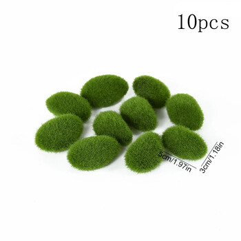 10Pcs Simulation Moss Stone Artificial Moss Rocks Ball Fake Green Plant for Home Garden