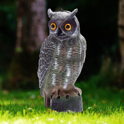 Σκιάχτρο πουλιών Fake Owl Decoy Sculpture Owl Decoy Scare Squirrels for Yard Trees Bird Barns Στολίδια