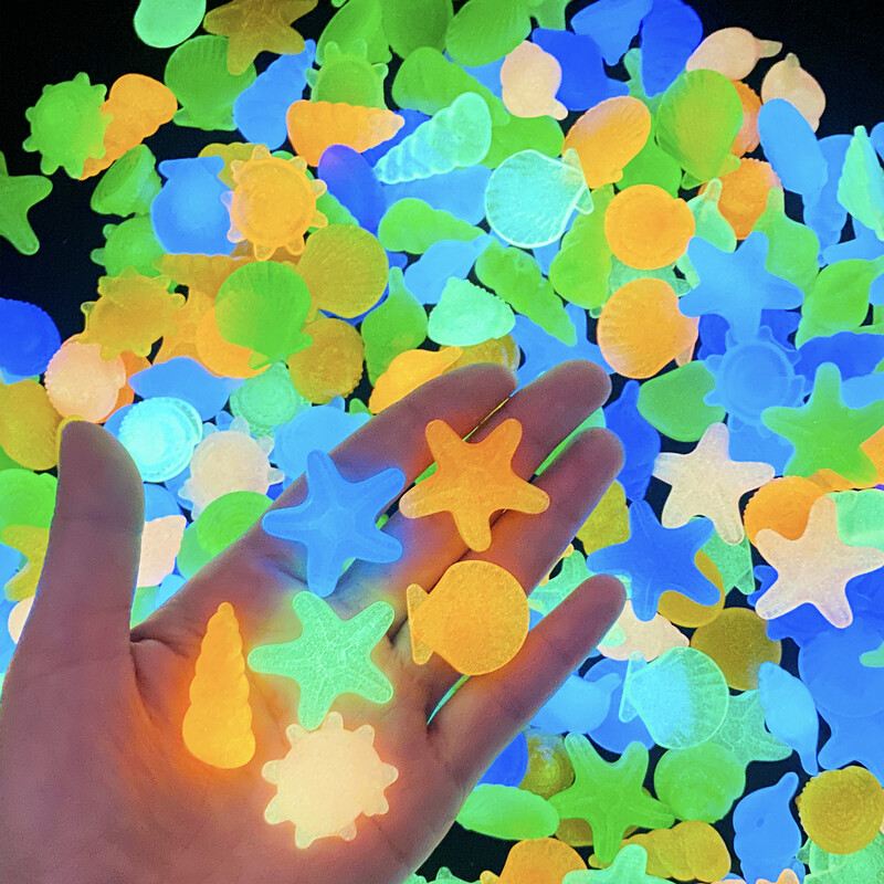 50 бр. Светещи в тъмното камъни Морска звезда Раковина Аквариум Аквариум Декоративни принадлежности за парти Вътрешен двор Направи си сам Пейзаж на басейн