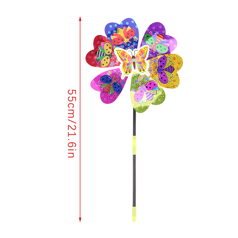 1 бр. Вятърна мелница с цветни пайети Карикатура на животно 3D въртящо се колело Декорация на домашна градина Въртяща се въртяща се въртележка Двор Декор Външна детска играчка