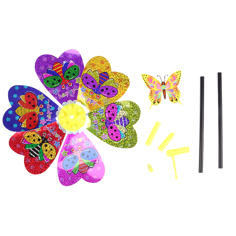 1 бр. Вятърна мелница с цветни пайети Карикатура на животно 3D въртящо се колело Декорация на домашна градина Въртяща се въртяща се въртележка Двор Декор Външна детска играчка