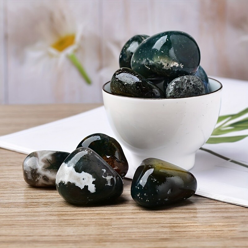 50 г Мох Ахат Тумбъл Минерали Образец Камък Аквариум Декорация за дома